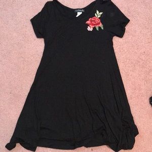 Black casual dress with flower